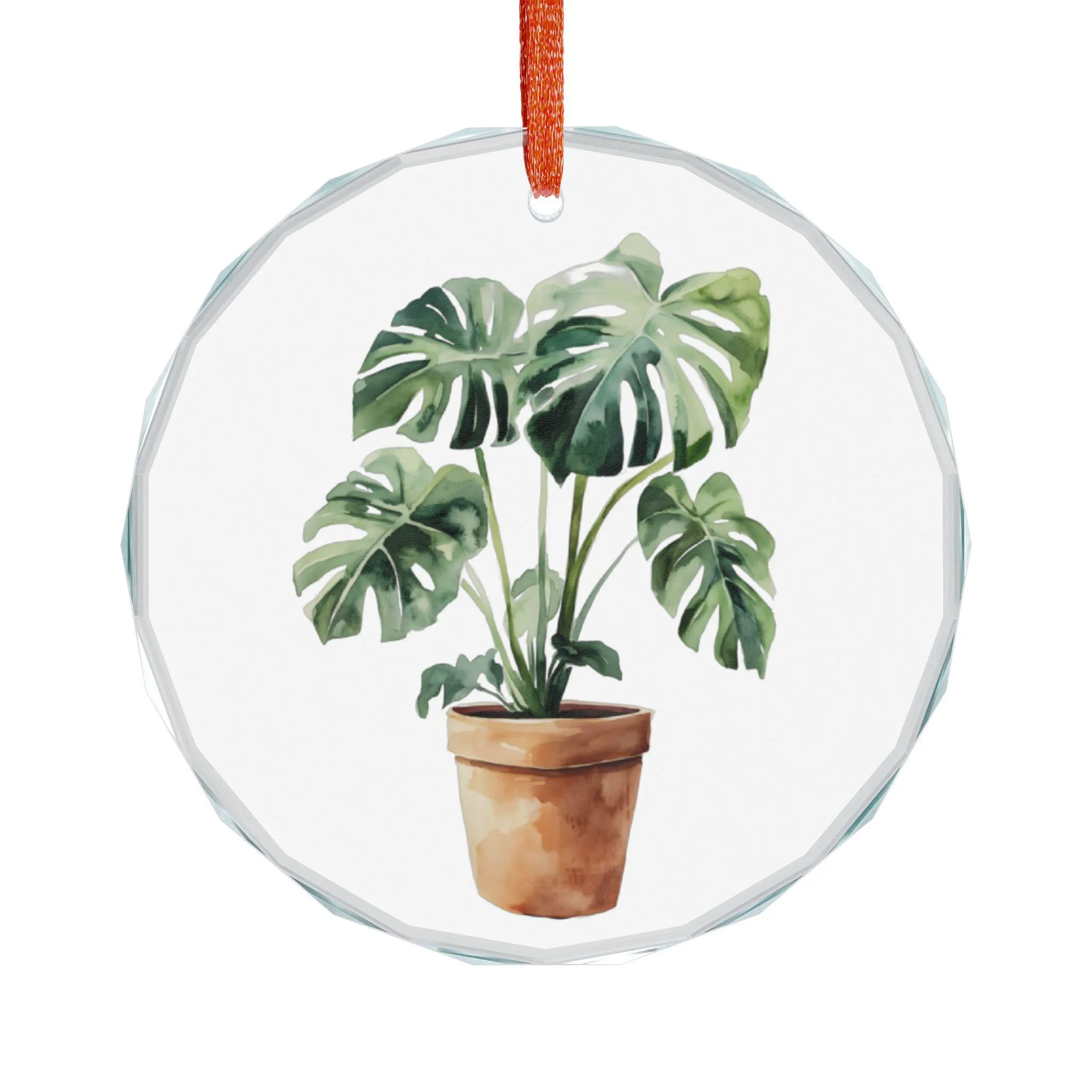 Monstera Plant Painting Crystal Ornament