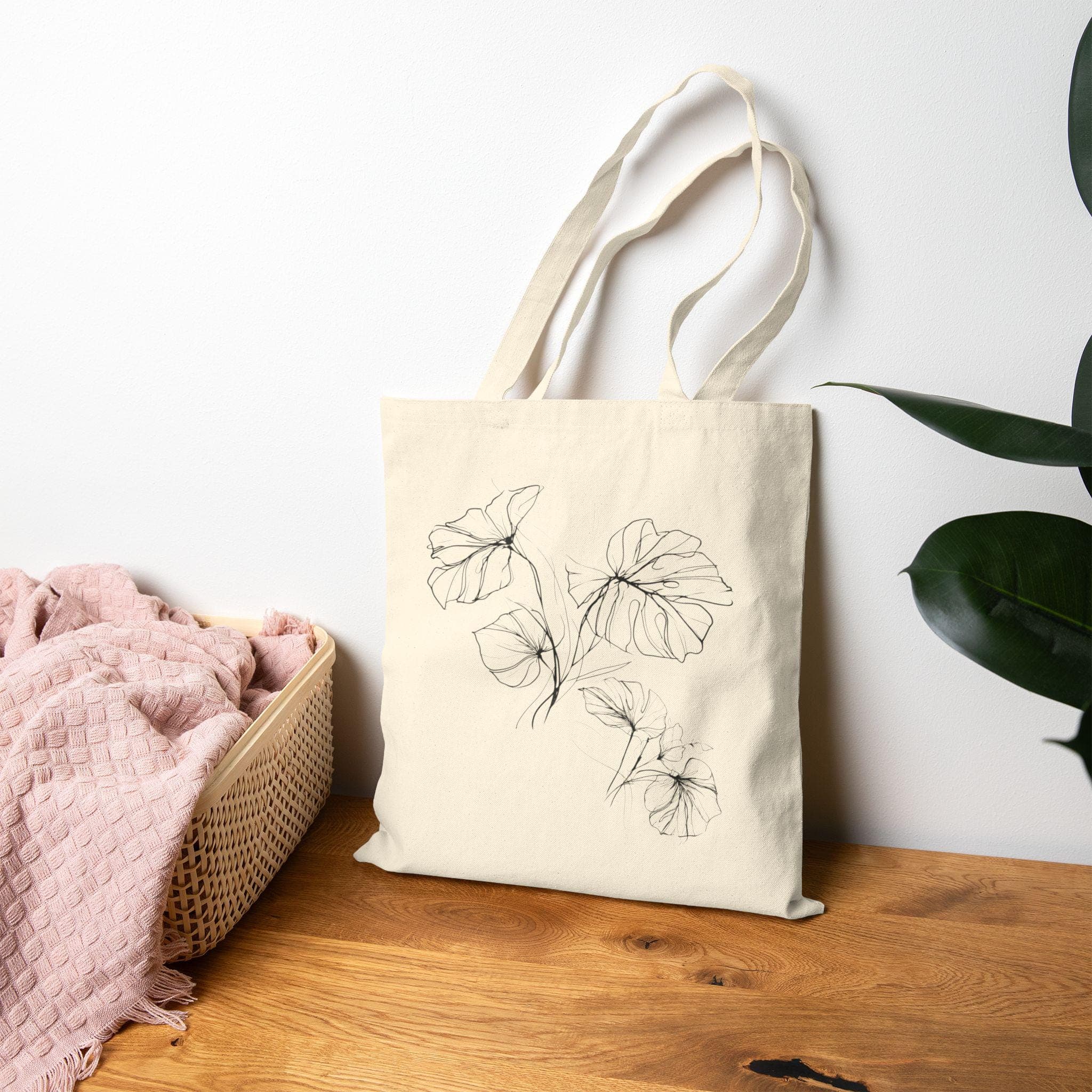 Monstera Line Art Tote Bag