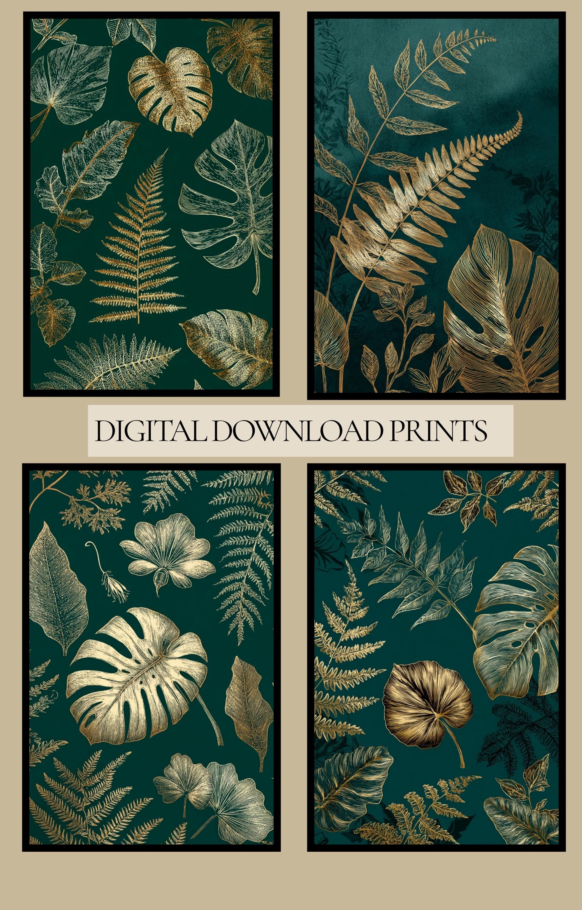Set of 4 Botanical Wall Art Prints