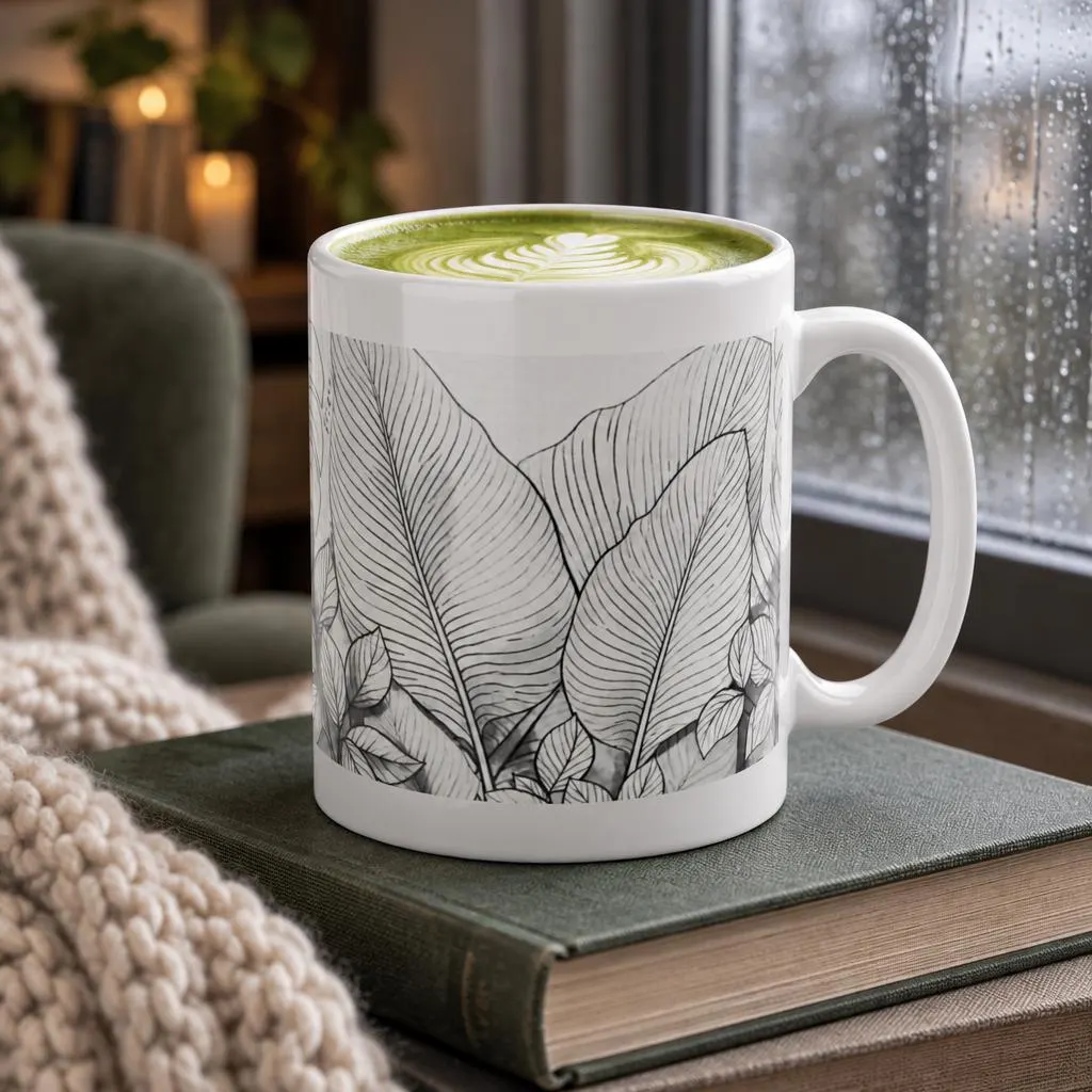 Botanical Monstera and Topical House Plant Art Sketch Mug — image 1 of 9