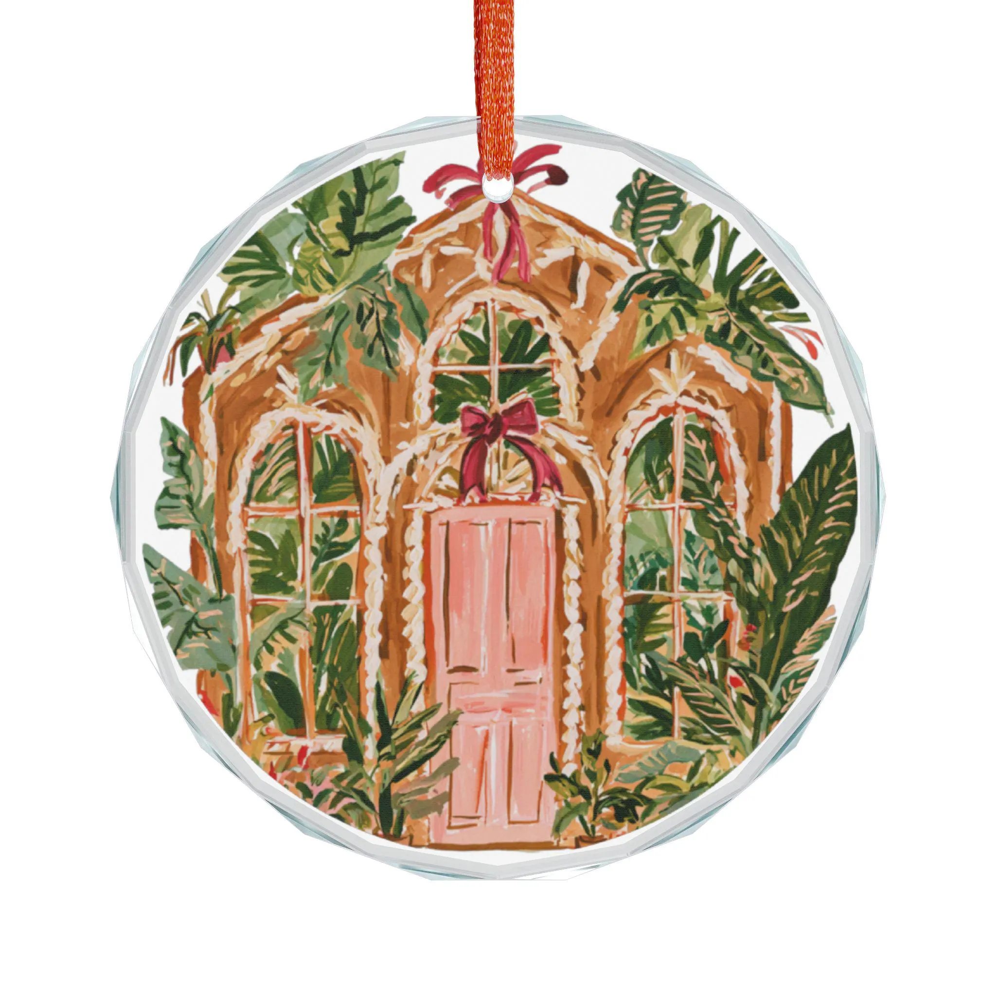 Pink Greenhouse Gingerbread House Ornament — image 1 of 4