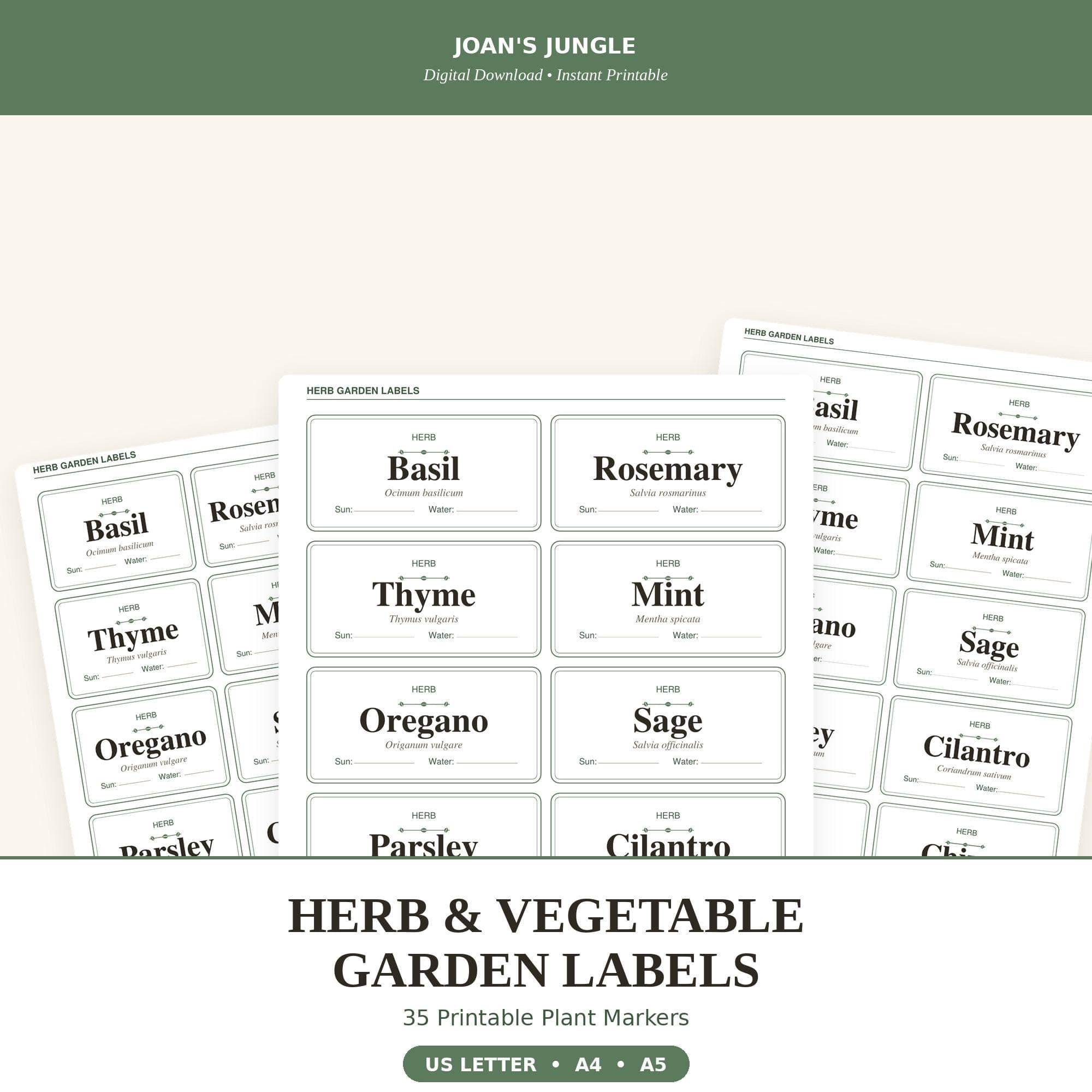 Herb & Vegetable Garden Labels Printable — image 1 of 4