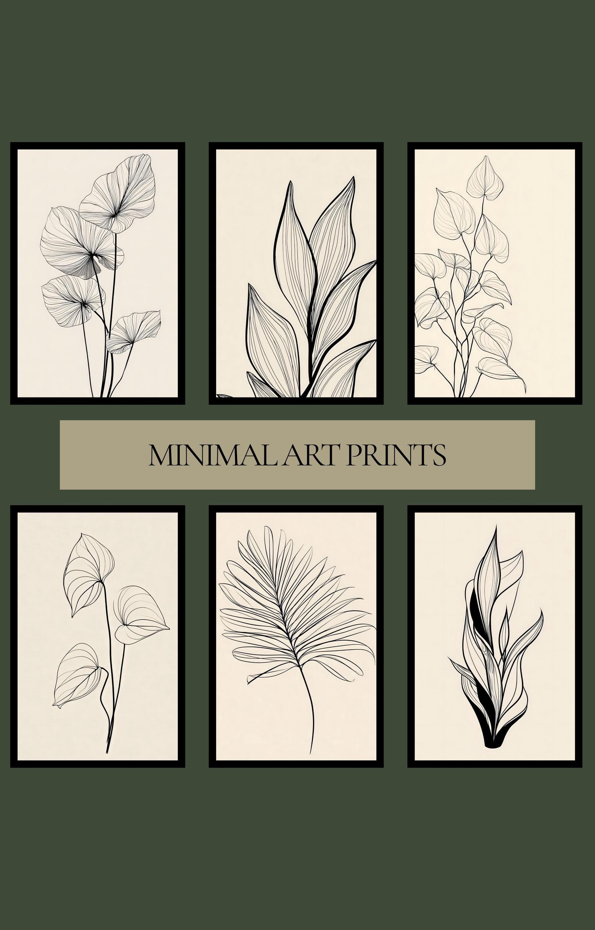 Set of 6 Botanical Line Art Prints