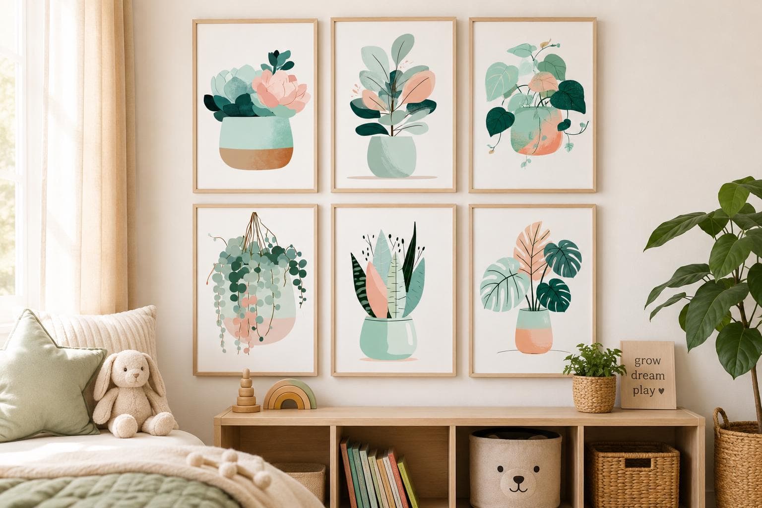 Botanical Nursery Wall Art Set of 6