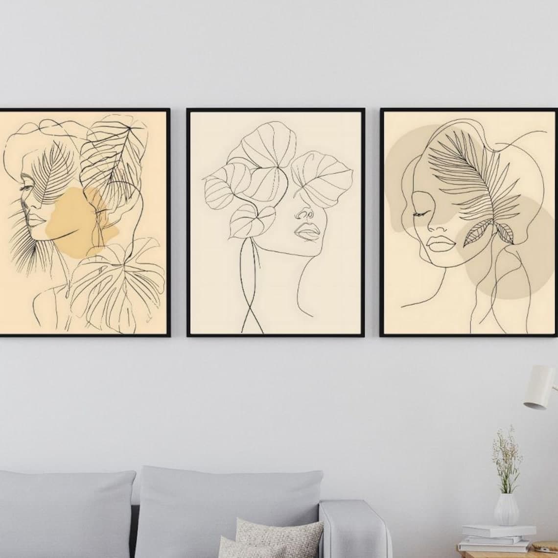 In Bloom Vol. 1: Botanical Woman Line Art Set of 3 Tropical…