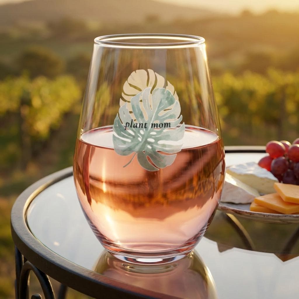 Monstera Leaf stemless wine glass