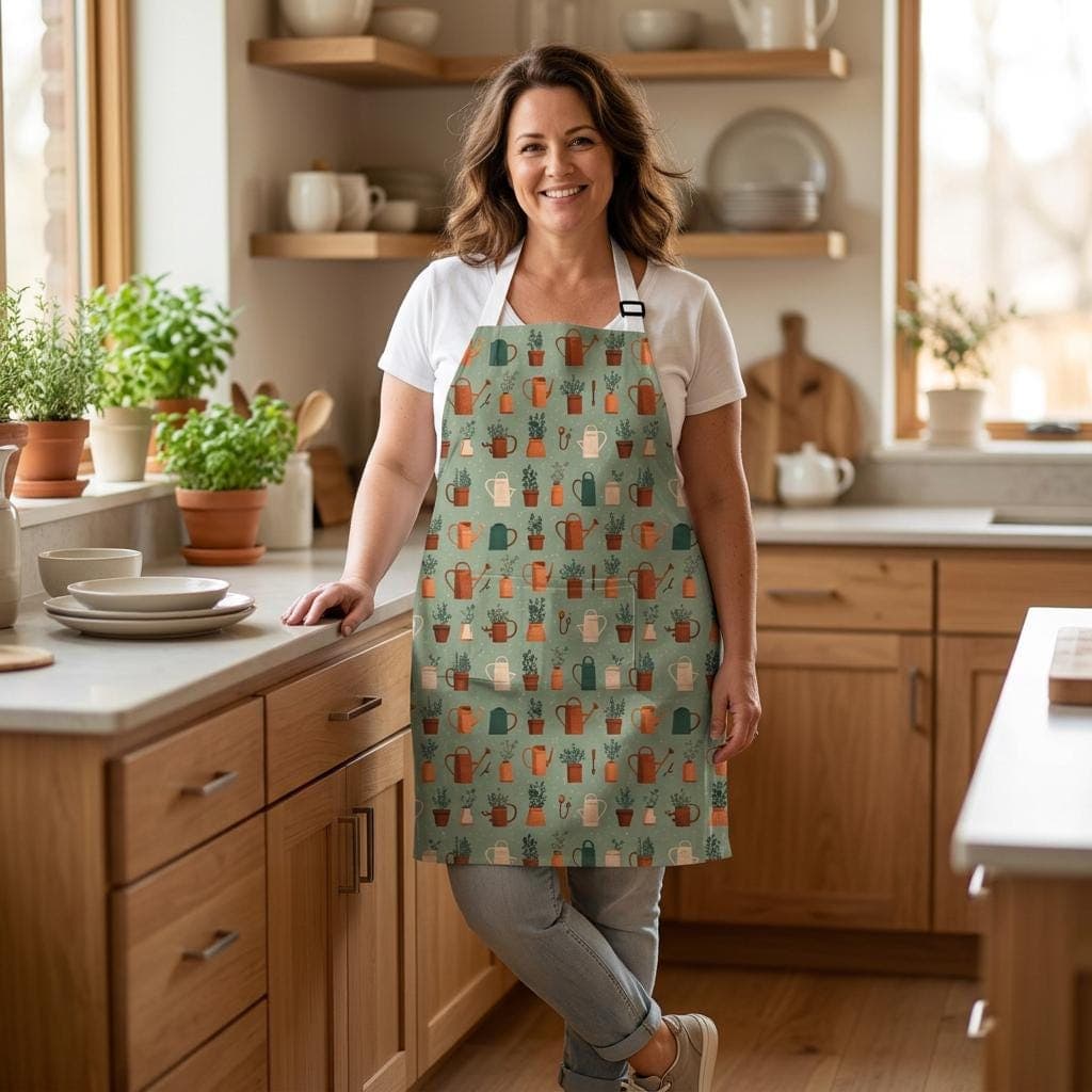 Watering Can & Planter Pattern Apron Apron