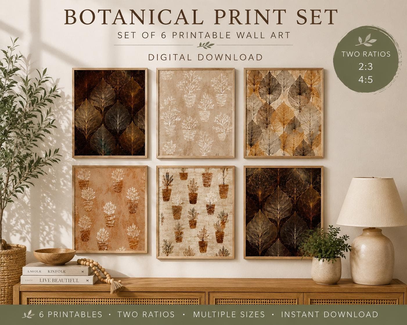 Set of 6 Botanical 4:5 Wall Art