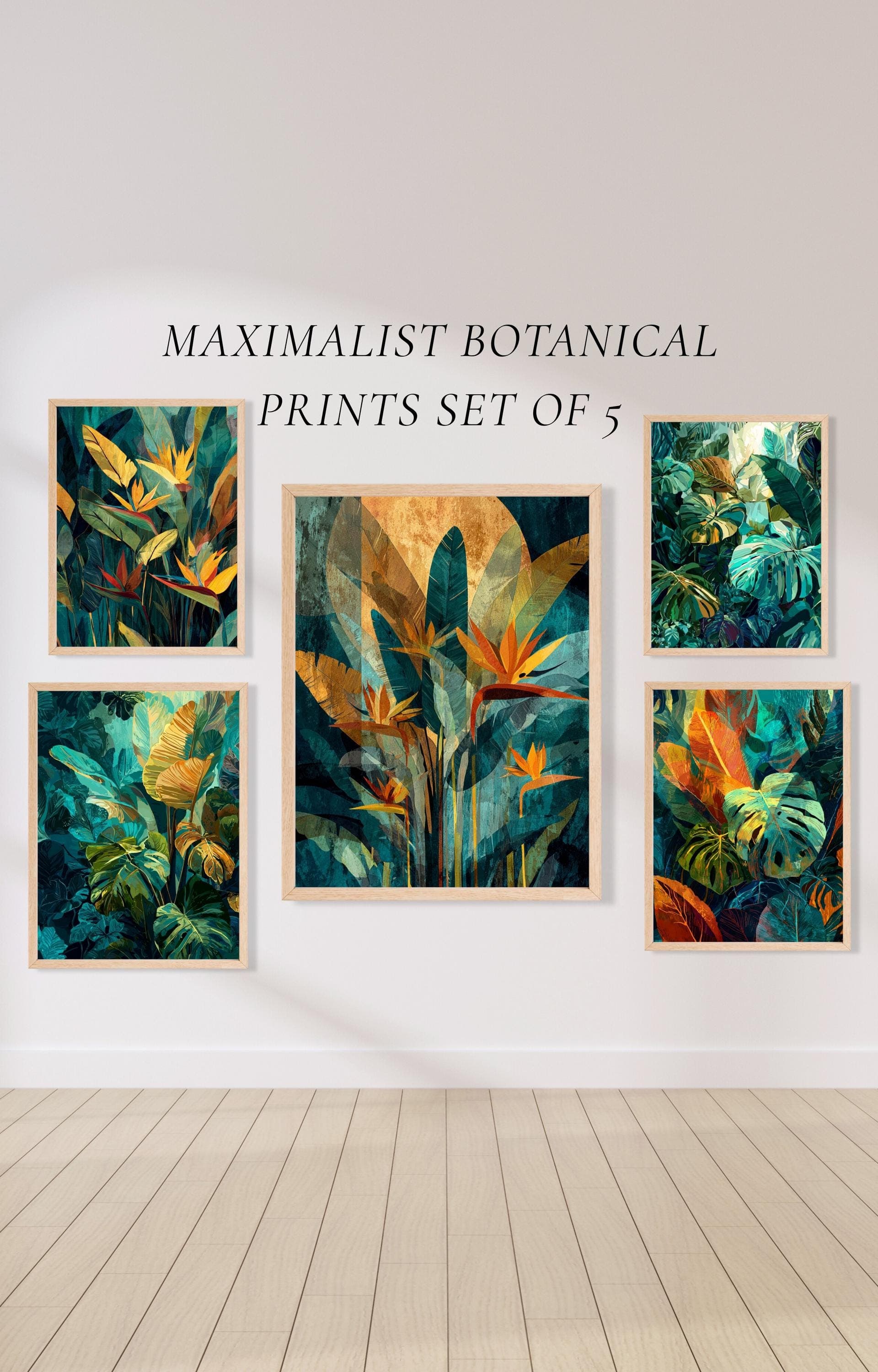 Tropical Botanical Wall Art Set of 5