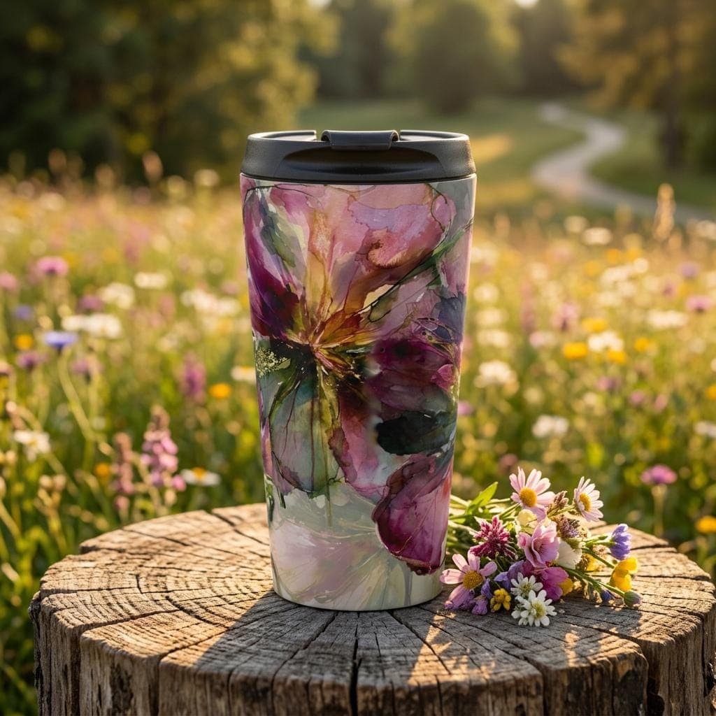 Watercolor Floral Blossom Stainless Steel Travel Mug
