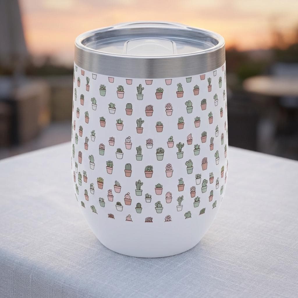 Tiny Cactus & Succulent Wine Tumbler