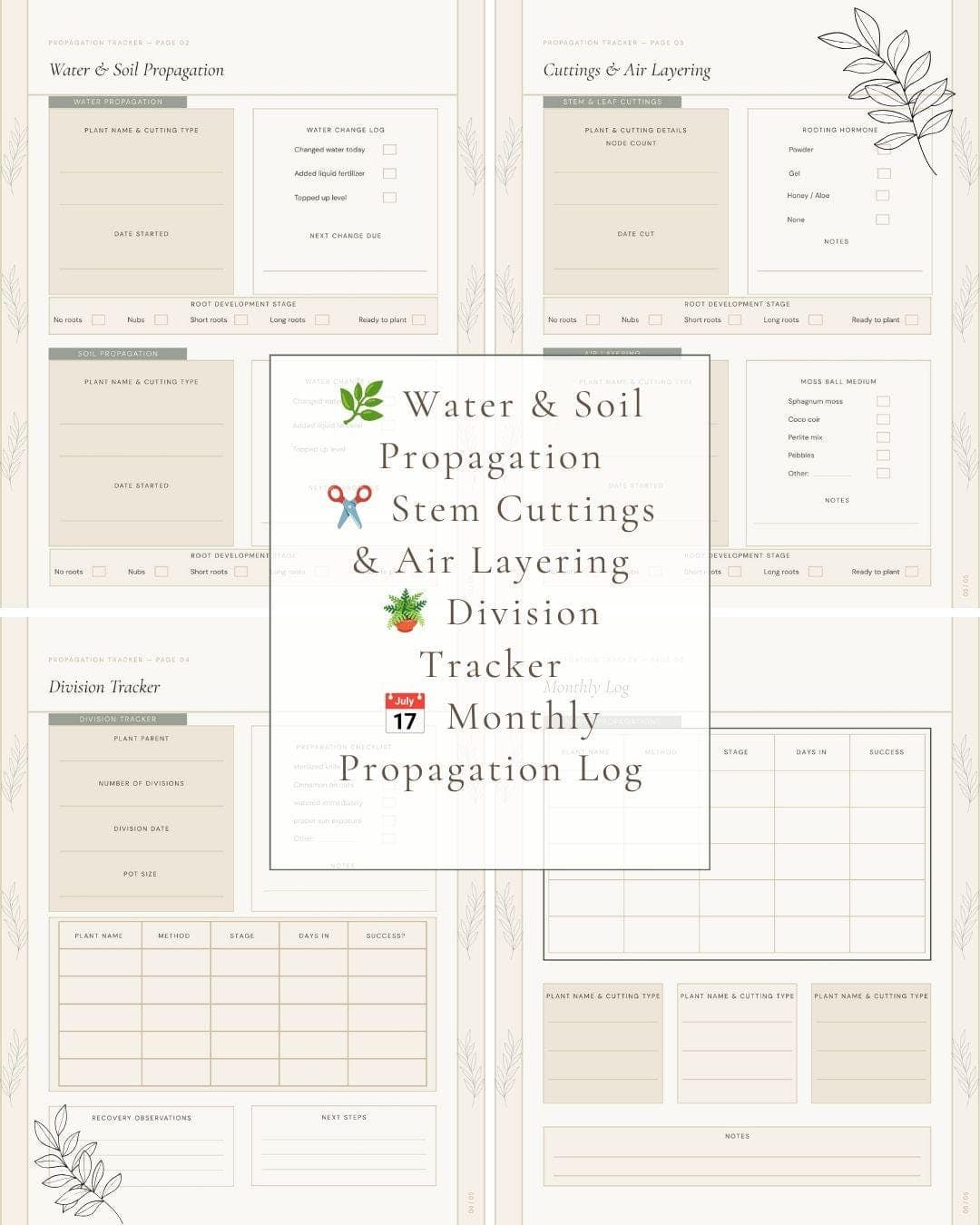 Plant Propagation Planner Printable Houseplant Propagation…